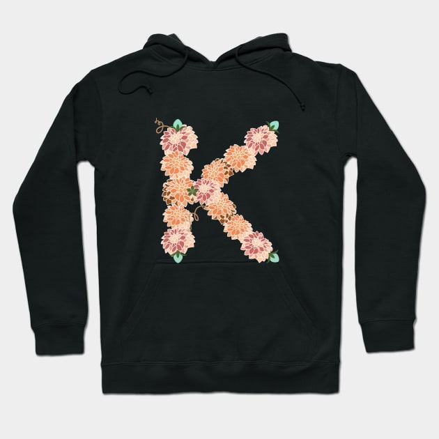 Letter K Floral Hoodie by CTstudio